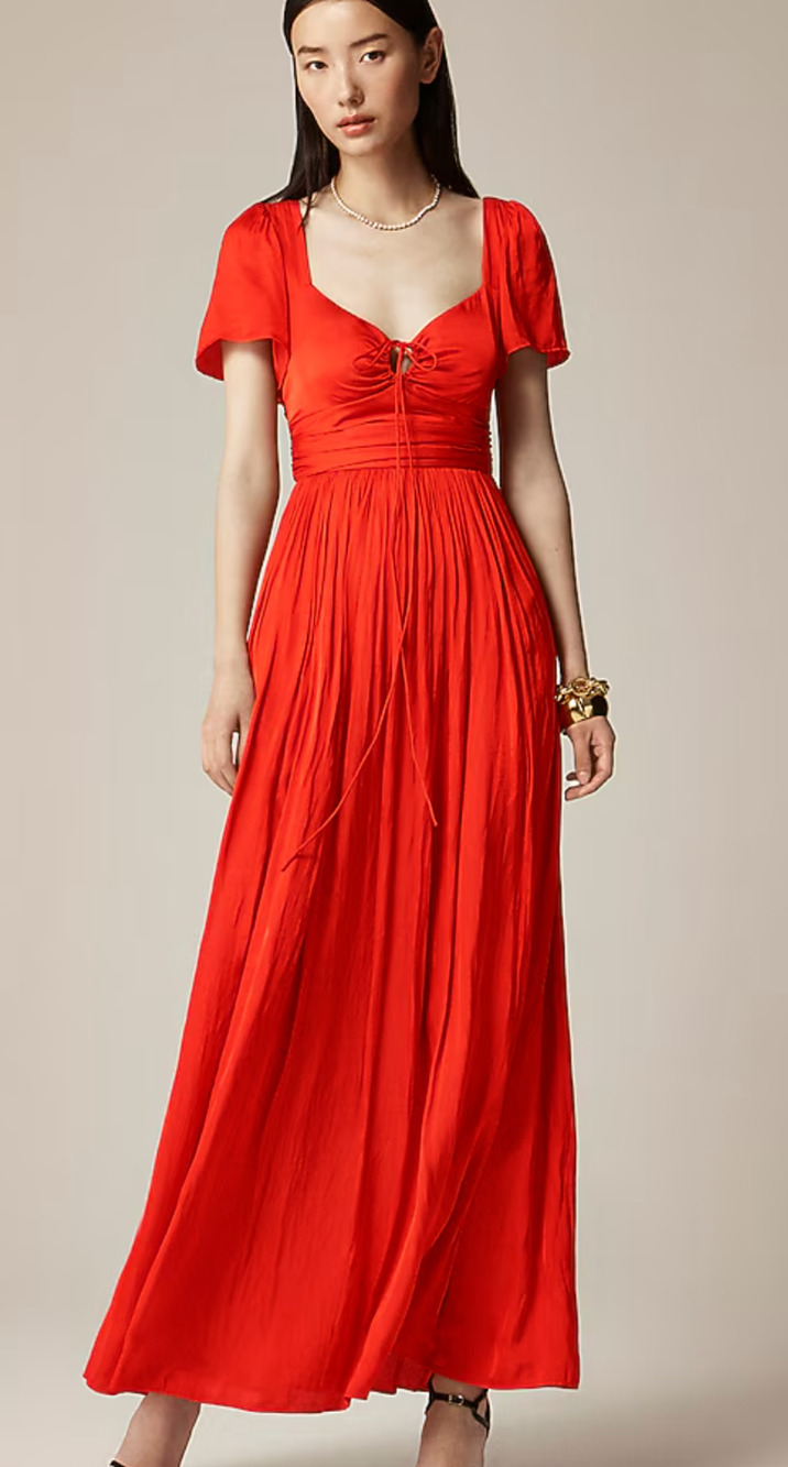 J Crew Collection Flutter Maxi Dress 4 Red NWT Luster Georgette CK994 J.Crew